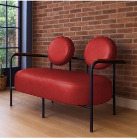 Resim Venüs İkili Koltuk Kırmızı Modern Tasarım, Deri, Ofis, Kuaför Ve İş Yeri İçin Şık İkili Koltuk Kırmızı 