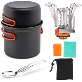 Resim Lemestar Kampanya, Yürüyüş, Balıkçılık İçin Taşınabilir Alüminyum Tencere Seti - 2 Tencere, 3000w Çalıştırılabilir Ocak, Çelik Kaşık, Yıkama Bezi Ve Ağ Çantası Gümüş 