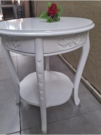 Resim BENGİ TİCARET Fiskos 18023 ST Oyma Klasik Parlak Mdf tablama Kayın ayak Parlak Beyaz EL yapım 