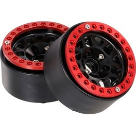 Resim 1/10 Rc Tırmanma Aracı İçin 12 Delikli Metal Jant Takımı - Siyah & Kırmızı 