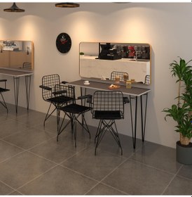 Resim Knsz masa sandalye takımı hem75mazlum grisyh 140*040 klç 3 sandalye syhsyh kolçaklı 