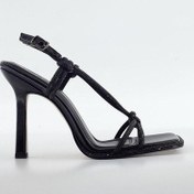 Resim Siyah Taşlı Kadın Topuklu Ayakkabı Siyah 