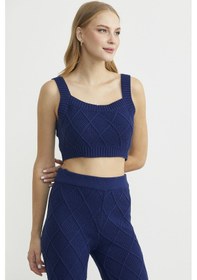 Resim Sementa Pamuk Crop Pantolon Triko Takım - Lacivert Lacivert 