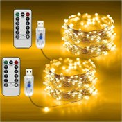 Resim 20.12m/10.06m/5.0m USB Peri Işık Dizisi, 200/100/50 LED, Değişen Gümüş Tel Işık, 8 Modlu Uzaktan Kumanda, Kablosuz LED Noel Işıkları, Yatak Odası, Tavan, İç Mekan Parti, Düğün, Tatil Dekorasyonu, USB Güçlü, Şarj Edilemeyen Pil Güçlü 
