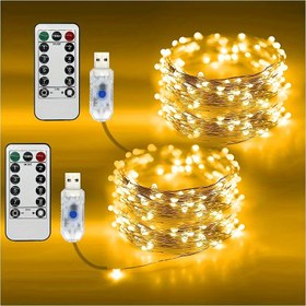 Resim 20.12m/10.06m/5.0m USB Peri Işık Dizisi, 200/100/50 LED, Değişen Gümüş Tel Işık, 8 Modlu Uzaktan Kumanda, Kablosuz LED Noel Işıkları, Yatak Odası, Tavan, İç Mekan Parti, Düğün, Tatil Dekorasyonu, USB Güçlü, Şarj Edilemeyen Pil Güçlü 