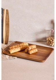 Resim Akasya Dikdörtgen Tepsi 34x24 Cm Kahverengı Kahverengi 