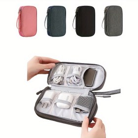 Resim Kompakt Seyahat Teknoloji Organizatörü - Kablo, Power Bank ve Kulaklık için Dayanıklı Polyester Saklama Kutusu 