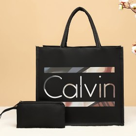 Resim 2 adet Baskılı Tote Çanta Seti - Manyetik Kapanışlı Şık Siyah Polyester El Çantası, Dayanıklı Omuz Askıları ve Eşleşen Makyaj Çantası - İş, Seyahat veya Günlük Kullanım için Mükemmel - İdeal Hediye, Seyahat Gereksinimleri|Şık Tote Çanta|Dayanıklı Omuz Askıları 