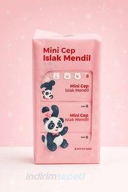 Resim Mini Cep Islak Mendil 8’li Paket | Kokusuz, Panda Tasarım, Hijyenik Taşınabilir Mendil 