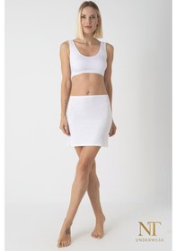 Resim Nt Underwear Bambu Mini Etek Astarı, Mini Jupon - Doğal Kumaş, Modern Kalıp. Beyaz 