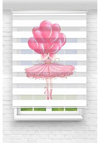 Resim Perdecizade Enxboy Pembe Balonlu Kız Dijital Baskılı Zebra Perde-cocuk Odası-stor Perde Renkli 