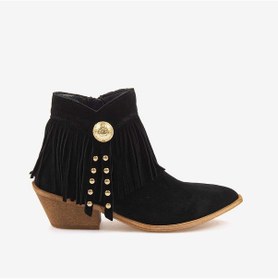 Resim Kemal Tanca Hakiki Deri Süet Kadın Western Bot 26-102760k Siyah Suet 