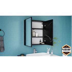 Resim Fm01 2 Kapaklı Aynalı Banyo Dolabı Çok Amaçlı Banyo Dolabı Siyah 