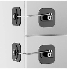 Resim Geeroyoo Bebek Güvenlik Kilidi - 2'li Paket Çocuk Korumalı Dolap, Buzdolabı Ve Çekmece Kilidi Siyah Beyaz 