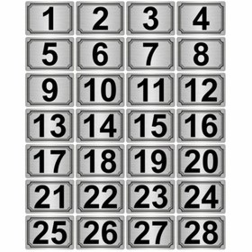 Resim Özarslan Dizayn 10x15cm Metal Yapışkanlı Numara (1..28) 28 Adet Gümüş Renk Metal 