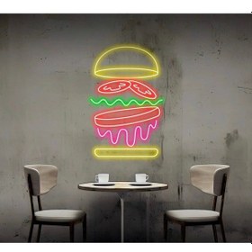 Resim Hamburger Figürlü Neon Tabela Pembe 