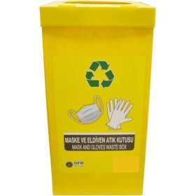 Resim Gediz Eldiven ve Maske Atık Kutusu Geri Dönüşüm Kutusu 