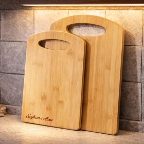 Resim Bk Gift Stark 2’li Bambu Kesme Tahtası Seti 28X20 cm - 33X24 cm Doğal Bambu Doğrama Tahtası 