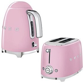 Resim Smeg Pembe Kettle ve 1x2 Ekmek Kızartma Makinesi Seti KLF03PKEU - TSF01PKEU 