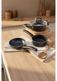 Resim Bernardo Sakura 4 Parça Tencere Seti Siyah Siyah 