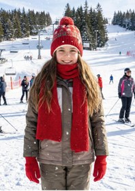 Resim LAGRANZE Kids Winter Kız Atkı Bere Eldiven Takımı 