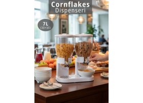 Resim Jet's Home 2’li Cornflakes Dispenseri 7 L Çift Hazneli Müsli Granola Kuruyemiş Kahvaltı Tahılları Sunum Aparatı 