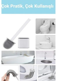 Resim Beyaz Renk Silikon Tuvalet Fırçası / Bükülebilir Pratik Silikon Wc Klozet Fırçası 
