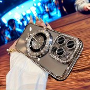 Resim Lüks Parıltılı Taş TPU Telefon Kapağı - Manyetik, Iphone 16, 15, 14, 13, 12, 11 Pro Max ile Uyumlu, Kristal Berrak ve Şok Geçirici - Model Için İdeal Uyum 