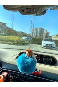 Resim S&E TASARIM Dikiz süsü koyu mavi peluş ponpon melek bebek oto kolye 