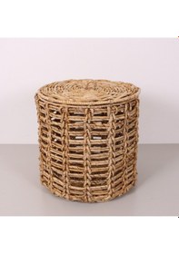 Resim Side Doğal Abaka 42x42 Cm Kapaklı Çamaşır Ve Dekorasyon Sepeti Bej 