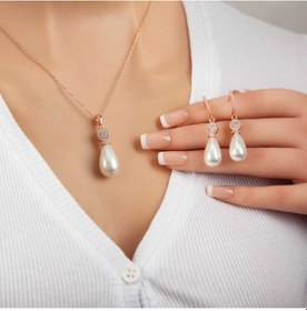 Resim Casera's Gümüş Rose Damla İnci Kadın Set Csr2184730 Gümüş 