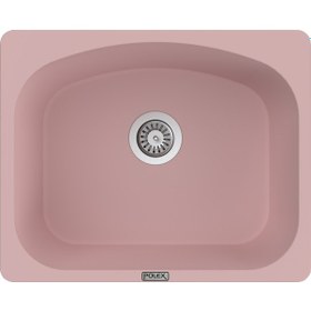 Resim Polex Cristalüx Granit Evye P-OL60 Pembe Tezgah Altı Ve Tezgah Üstü Kare Mutfak Evyesi 60x49.5 CM 