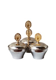 Resim Antepsepeti Bakır Gümüş Kaplama 3'lü Baharatlık Gümüş 