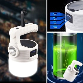 Resim Buffer Led Güneş Enerjili Kamp Lambası 2000 Lümen Süper Parlak, 5 Aydınlatma Modlu,usb Ile Şarj Edilebilir Dış Mekan,asılabilir Torch El Feneri 