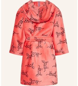 Resim Sanetta Kız Çocuk Kapüşonlu Bornoz , %90 Pamuk, %10 Polyester, Düğmeli, Frotte Kumaş Nar Çiçeği 