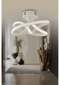 Resim Vino Riserva Model Beyaz Renk Metal Salon Mutfak Oturma Yatak Odası Modern Led Plafonyer Avize Beyaz 