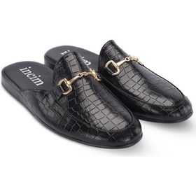 Resim Rock Erkek Siyah Kroko Rahat Hafif Konforlu Misafir Ev Terlik Siyah 