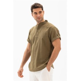 Resim Kısa Kol Şile Bezi Bodrum Erkek T-shirt Haki 3049-haki Haki 