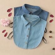 Resim Polyester Kumaş kot Stil Sahte Yakı - Ayrılabilir Yɟüz Shirt Sahte Yakı Aksesuarı - Cinsiyetüz Dekoratif Yakı - Sweater, Yuvarlak Boyun Üstleri için - Kolay Bakım Elle Yıkanabilir Dokuma Kumaş 