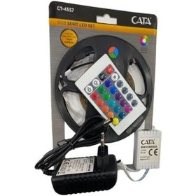 Resim Cata Ct-4557 Rgb Şerit Led Seti 5 Metre Uzaktan Kumandalı Adaptörlü 96 Renk Dekoratif Led Aydınlatma 