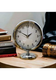 Resim Krom Parlak Metal Ofis Salon Otel Masa Saati B6 