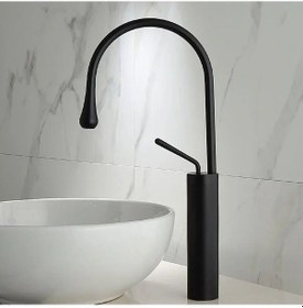 Resim Fause Yüksek Çanak Lavabo Bataryası Pelicano Siyah Ksl105-B 