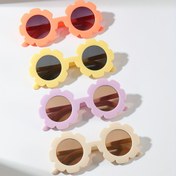 Resim 4'lü Unisex Çocuklar için Yuvarlak Çiçek Şeklinde Gözlük, AC Lens, PC Çerçeve, Dış Mekan Yürüyüşü, Seyahat, UV Koruması için Dekoratif Gözlük, Çok Renkli 