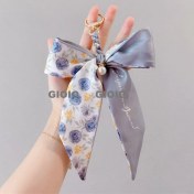 Resim Silver1 Gıoıo Yeni Ipek Eşarp Anahtarlık Kişiselleştirilmiş Inci Papyon Çanta Çekicilik Dokuma Anahtarlık (Yurt Dışından) 