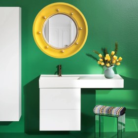 Resim Güral Evo Sağdan Etajerli Xl Mobilya Üstü Lavabo 43*75 EV31MUL01 
