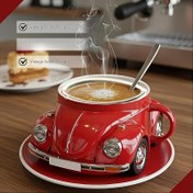 Resim Vintage Beetle Tasarımı Buharlı Kahve Bardağı - Kahve Severler İçin Mükemmel Hediye, Vintage Kahve Bardağı | Eğlenceli Tasarım | Dayanıklı Bardak 