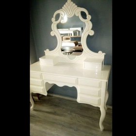 Resim Makyaj Masa 12881 Dresuar Model Kayın Klasik Ayak 9Çekm Aslan Baş Oyma Nakış Ayna 