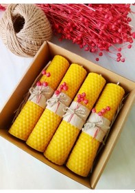 Resim Doğal Petek Balmumu Mum lik Arı Mumu 4 Adet 14cm X 3cm 