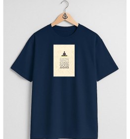 Resim Oversize Yoga & Pilates Mats Poster Göğüs Tasarımlı Unisex T-shirt Lacivert 