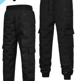 Resim Erkek Ağır Hizmet Tipi Termal İş Pantolonu - Büzgülü Bel ve Çoklu Kullanışlı Cepli Kışlık Pantolon, Soğuk Hava için Kalınlaştırılmış Esnemeyen Kumaş 